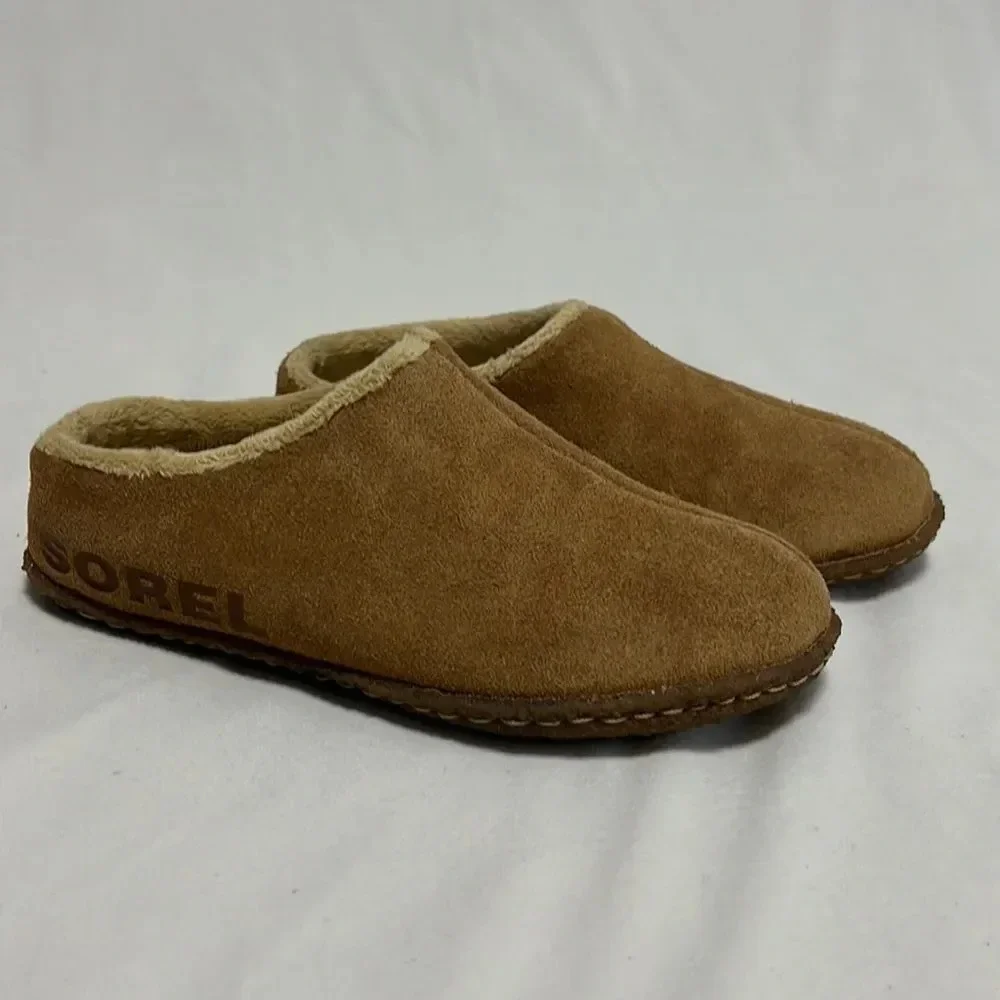 Sorel Youth Lanner Ridge II slippers in brown suede with a fleece lining size  1